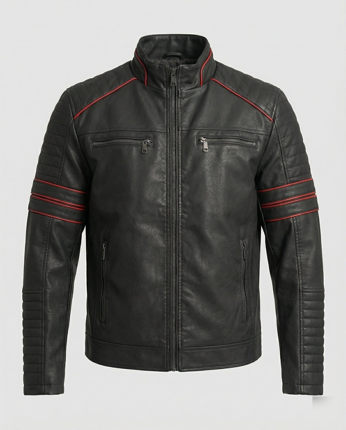 Giacca Biker Uomo in Pelle con Trapuntatura - Brentozzi