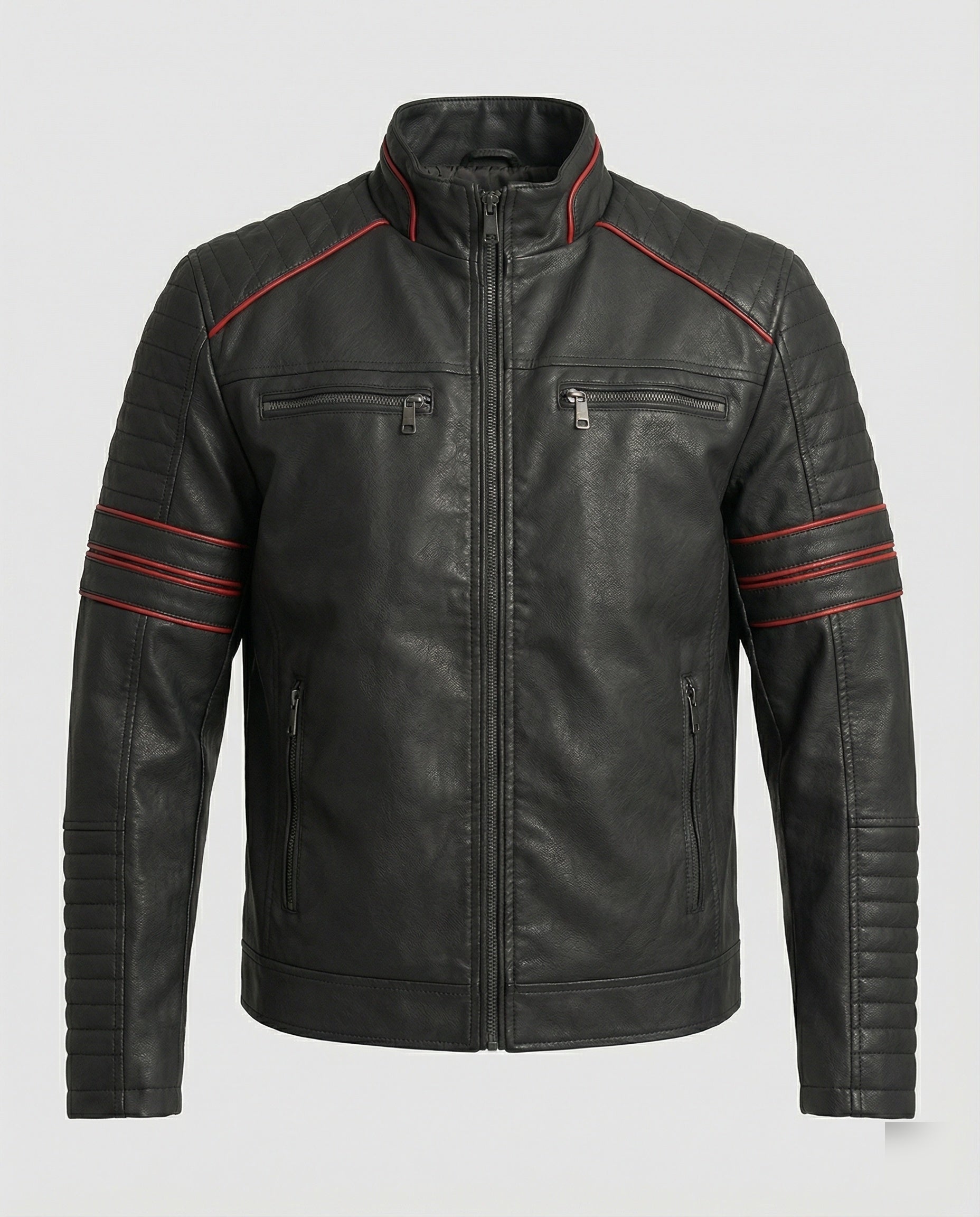 Giacca Biker Uomo in Pelle con Trapuntatura - Brentozzi