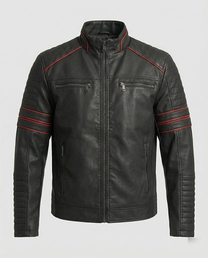 Giacca Biker Uomo in Pelle con Trapuntatura - Brentozzi
