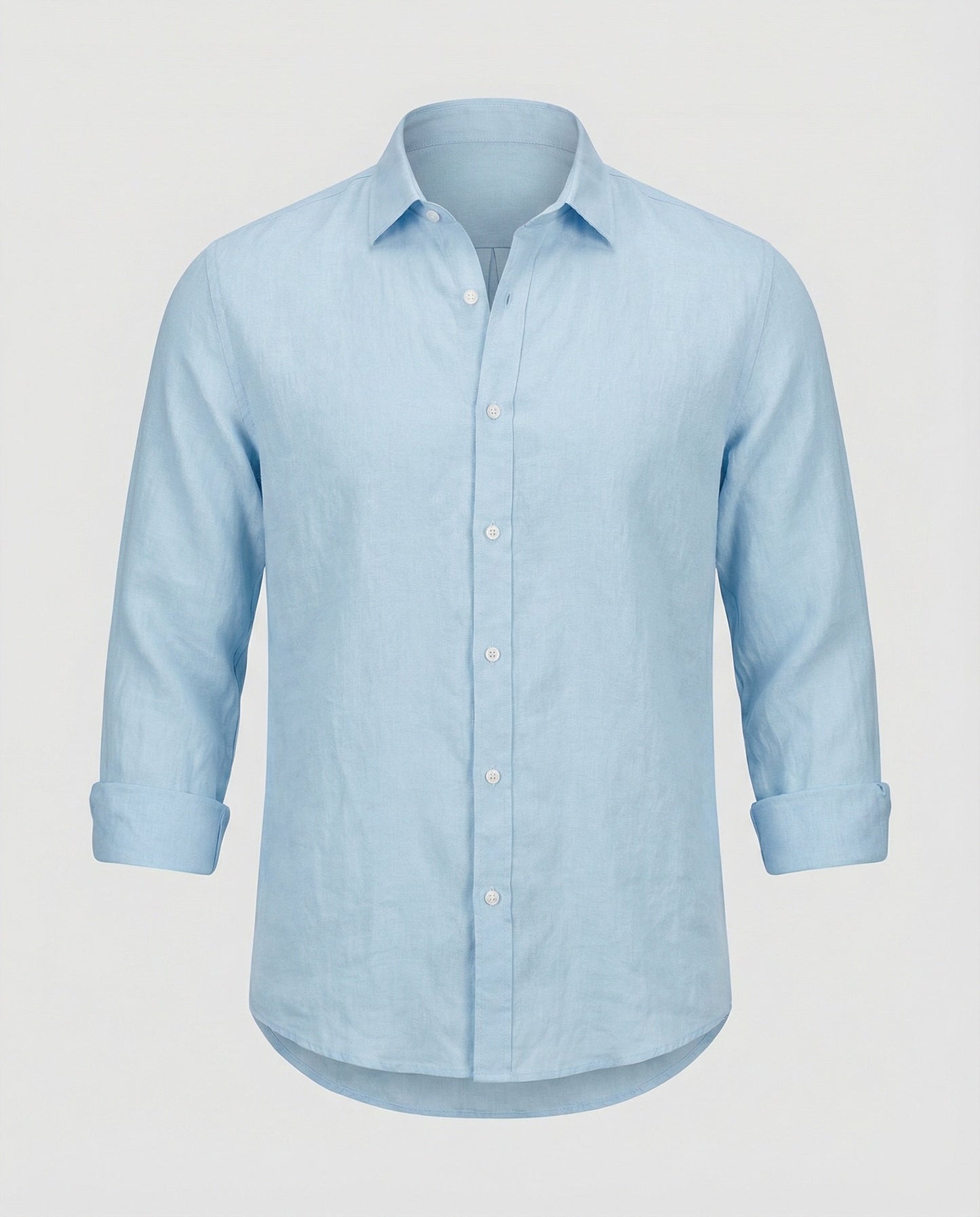 Camicia Uomo Lino Collo Coreano Manica Lunga