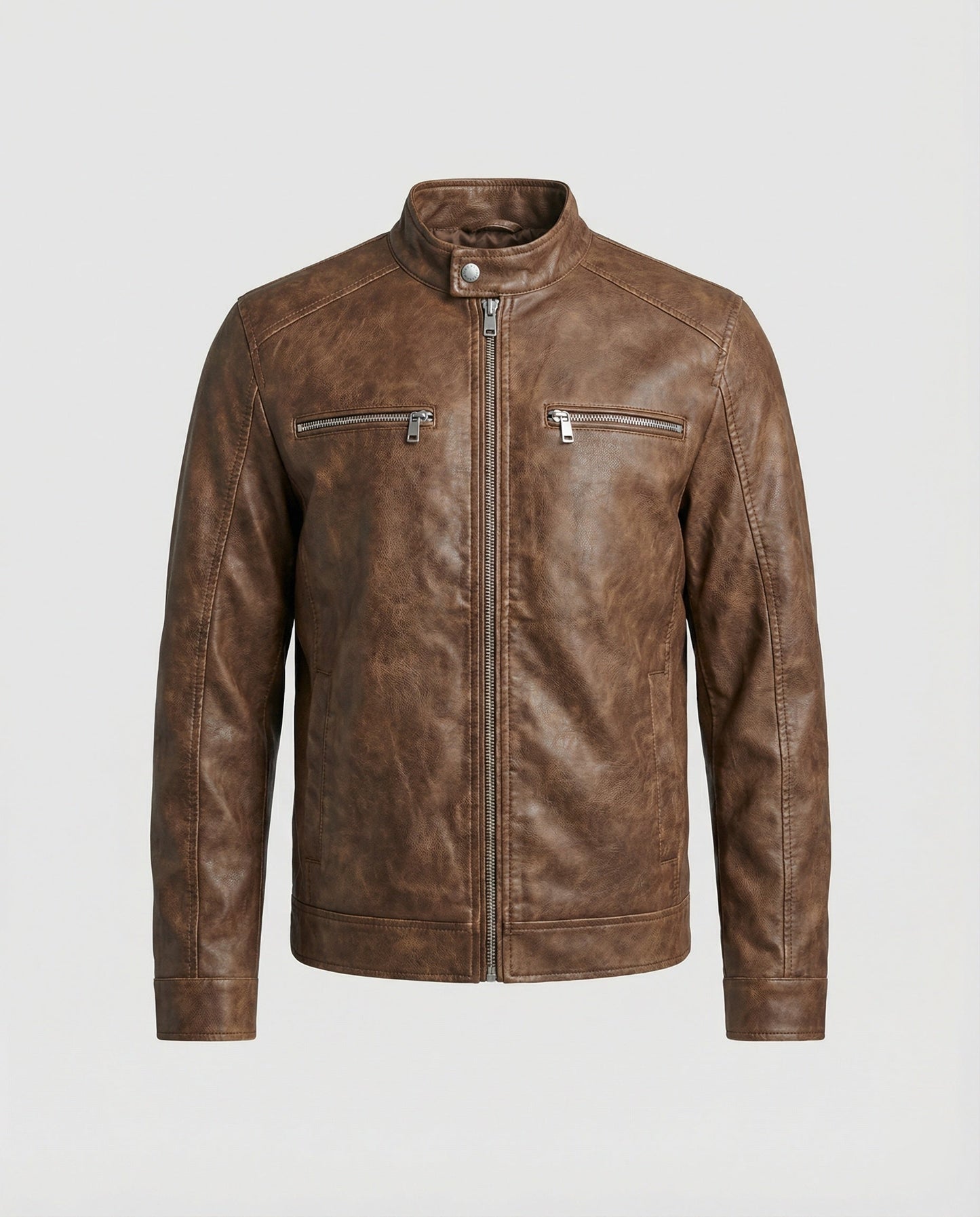 Giacca Vintage Uomo in Pelle Taglio Asimmetrico