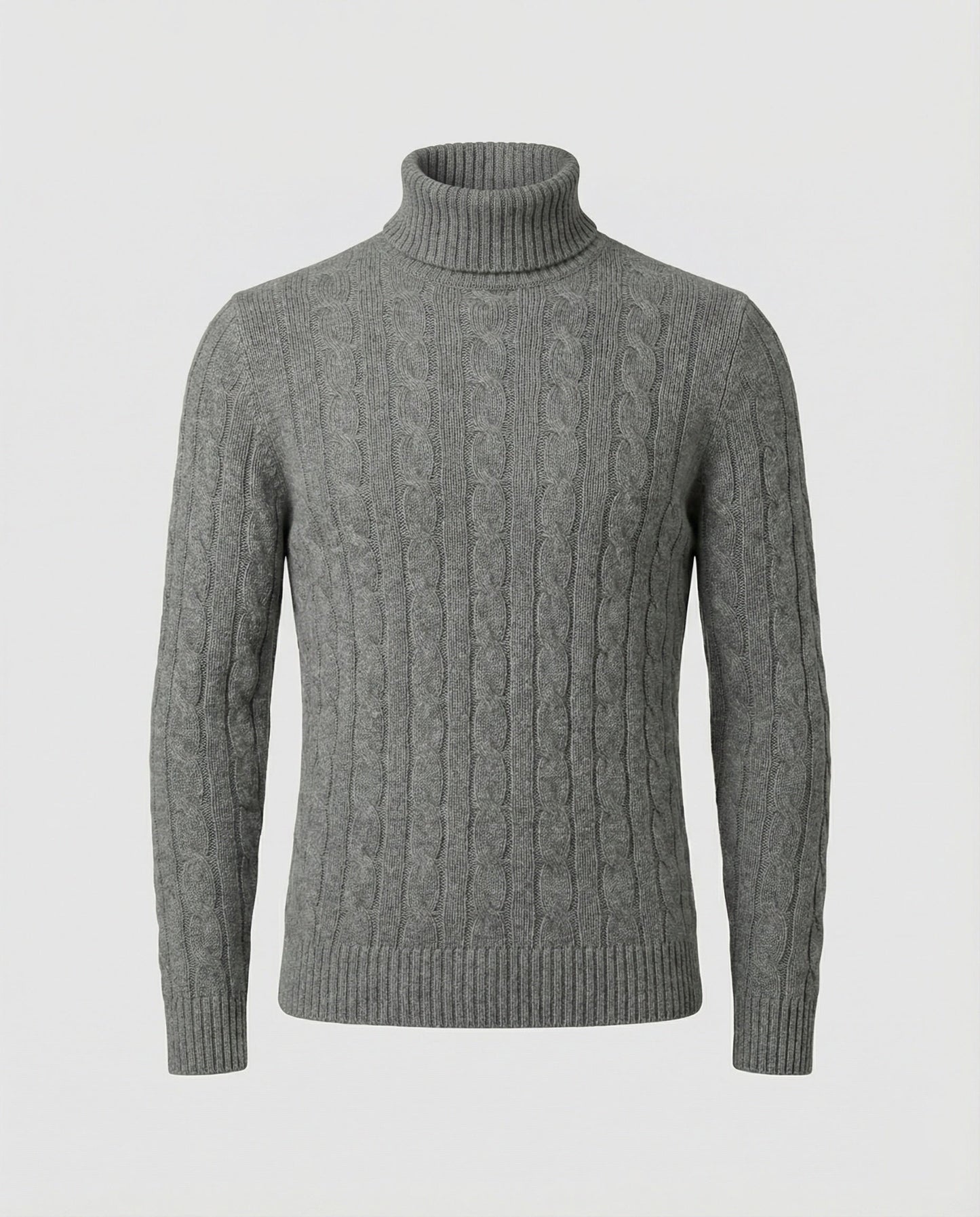 Maglione Uomo a Collo Alto in Maglia a Coste