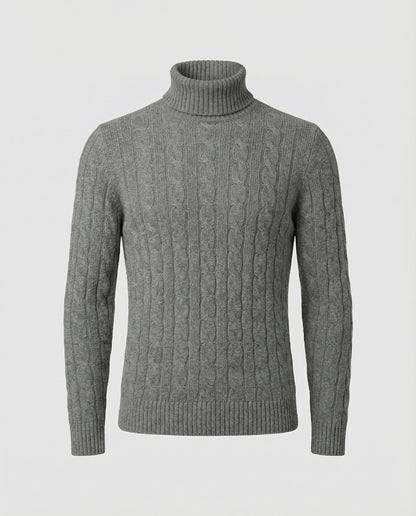 Maglione Uomo a Collo Alto in Maglia a Coste