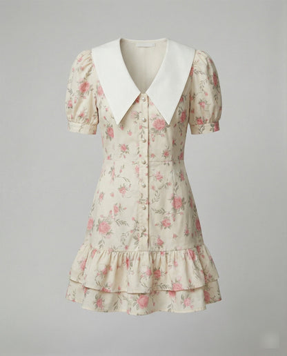 Abito Donna con Maniche a Sbuffo Stile Floreale