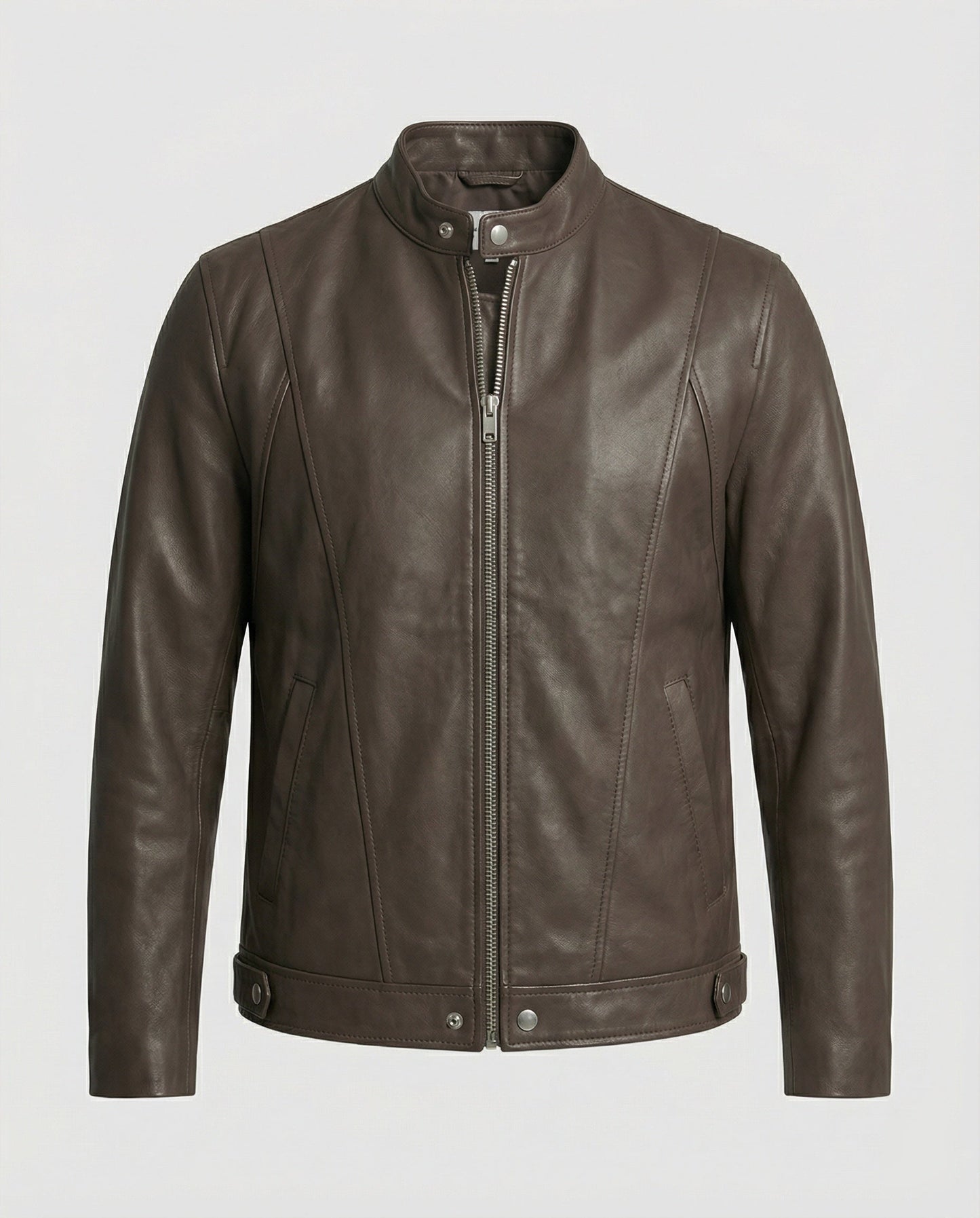 Giacca Bomber Uomo in Pelle Collo Alto