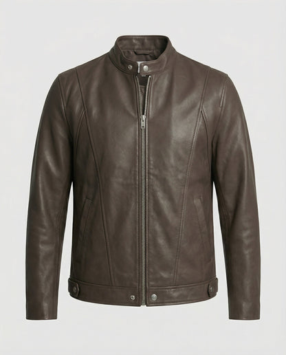 Giacca Bomber Uomo in Pelle Collo Alto