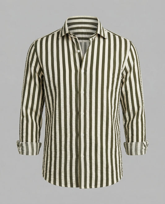 Camicia Uomo Seersucker Manica Lunga Regular Fit - Brentozzi