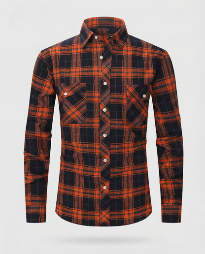 Camicia Uomo Manica Lunga Fantasia Quadri Collo Kent