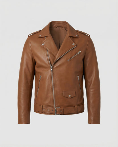 Giacca Biker Uomo in Ecopelle Taglio Slim - Brentozzi