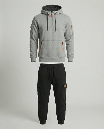 Completo Uomo Felpa con Cappuccio e Pantaloni Sportivi Tecnici