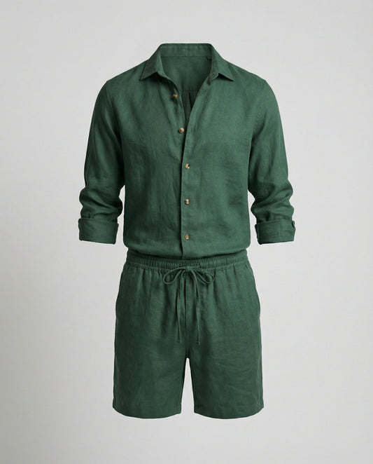 Completo Uomo in Lino Camicia e Pantaloncini - Brentozzi