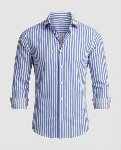 Camicia Uomo a Righe Colletto Kent Slim Fit