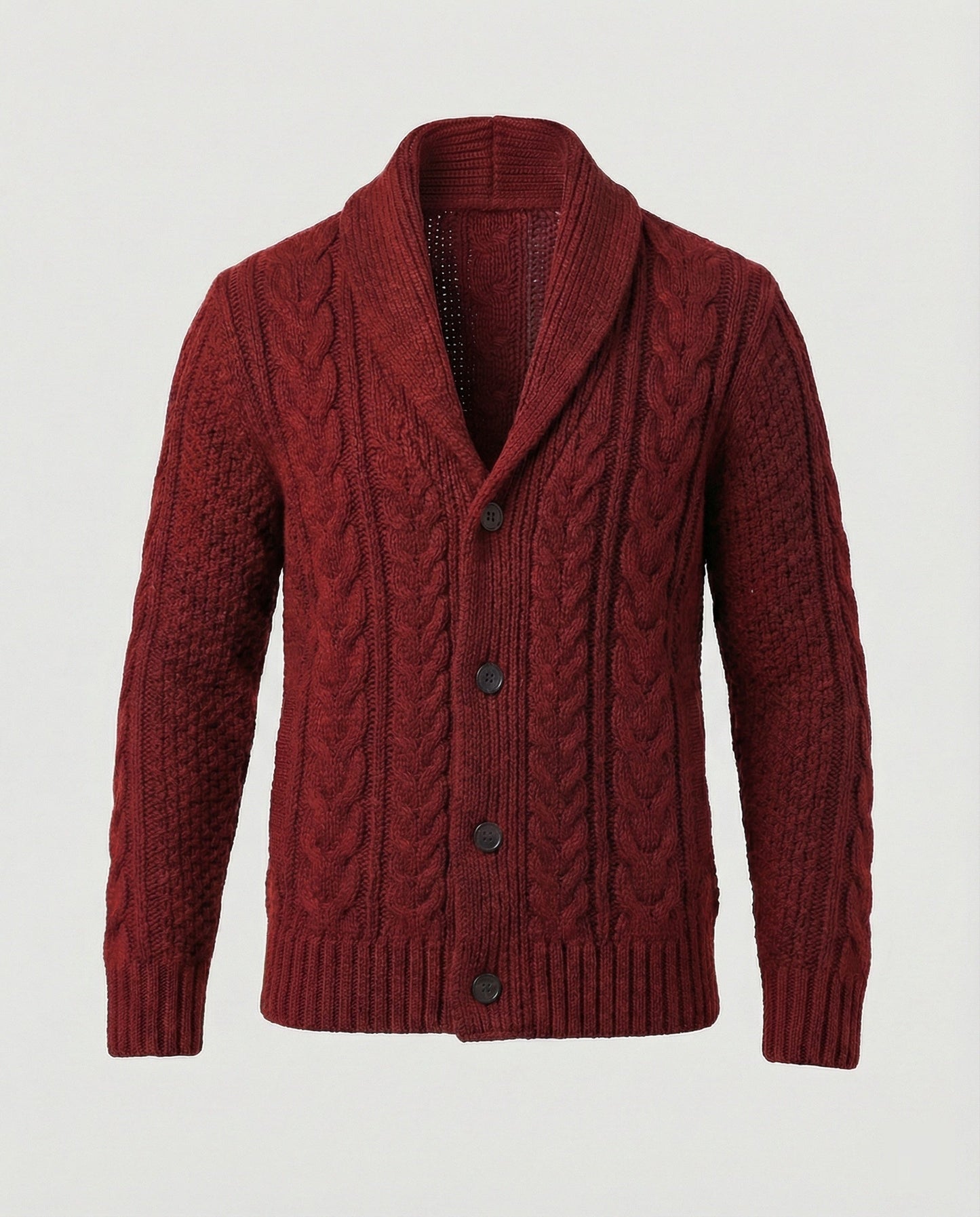 Cardigan Uomo Maglia Lavorata a Treccia Caldo