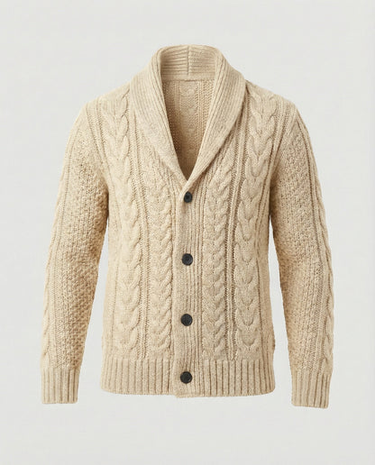 Cardigan Uomo Maglia Lavorata a Treccia Caldo