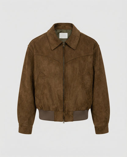 Bomber Uomo in Pelle Scamosciata Vestibilità Regular - Brentozzi