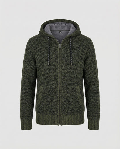 Cardigan Uomo in Maglia con Cappuccio Casual