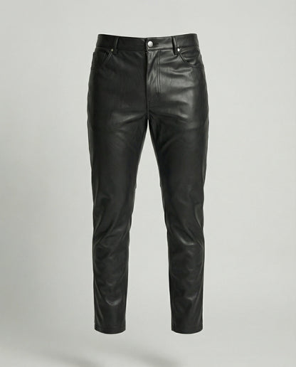 Pantaloni Uomo in Ecopelle Slim Fit con Tasche