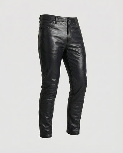 Pantaloni Uomo in Ecopelle Slim Fit con Cuciture Decorative