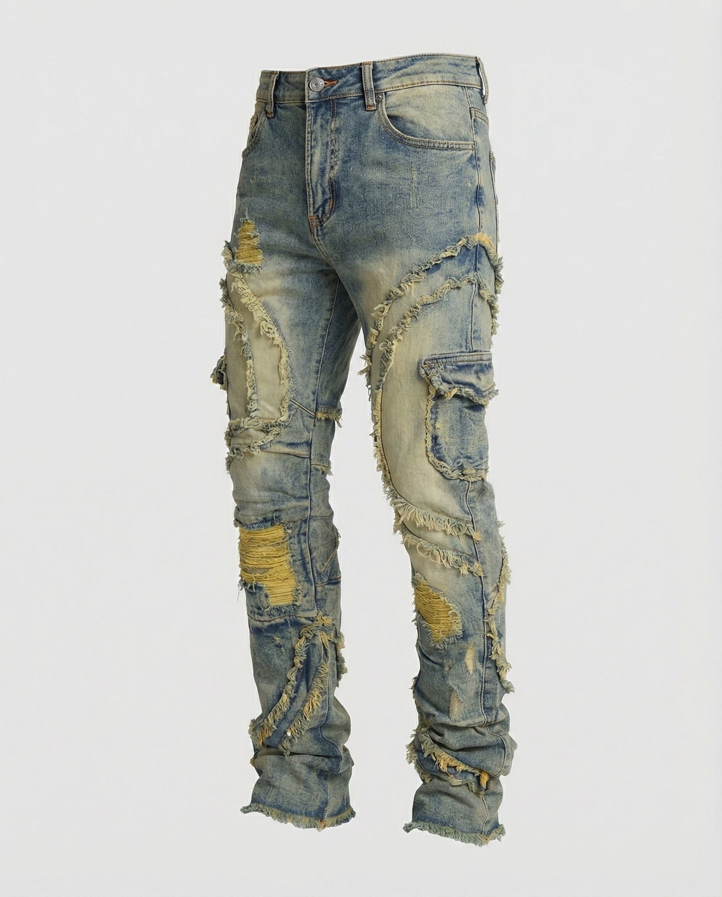 Jeans Uomo Strappati con Tasche Cargo Regular Fit - Brentozzi