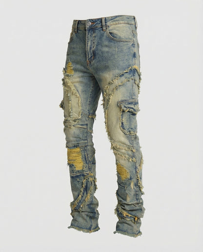 Jeans Uomo Strappati con Tasche Cargo Regular Fit - Brentozzi