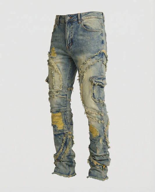 Jeans Uomo Strappati con Tasche Cargo Regular Fit - Brentozzi