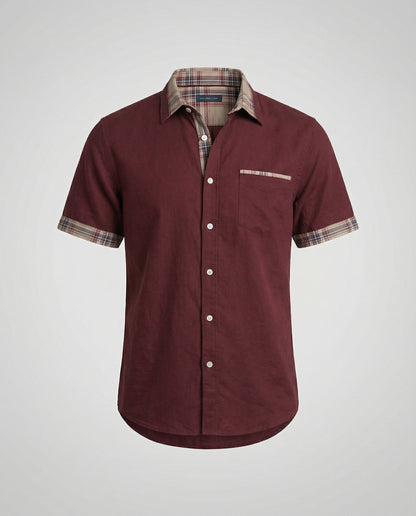 Camicia Uomo Manica Corta Fantasia Quadri Casual