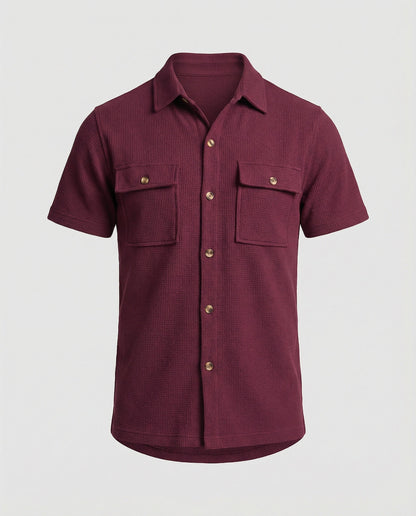 Camicia Uomo Manica Corta in Tessuto a Struttura