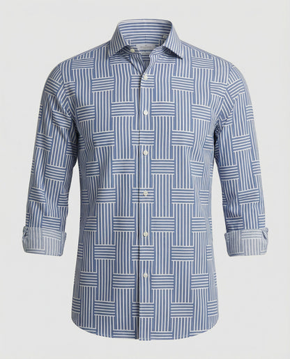 Camicia Uomo Business Manica Lunga Rigata Slim Fit