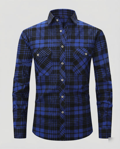 Camicia Uomo Manica Lunga Fantasia Quadri Collo Kent