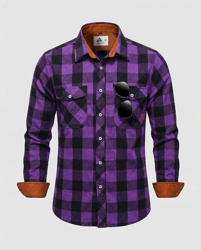 Camicia Uomo Flanella Quadri Vestibilità Comoda