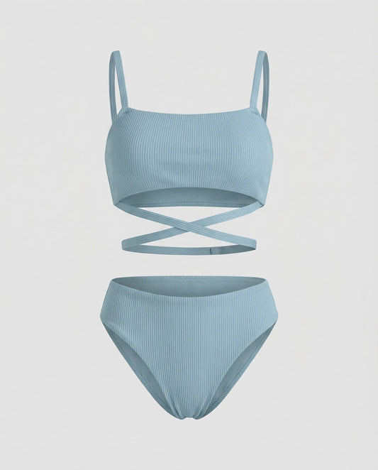 Bikini Donna Fascia con Stampa a Righe Incrociata - Brentozzi