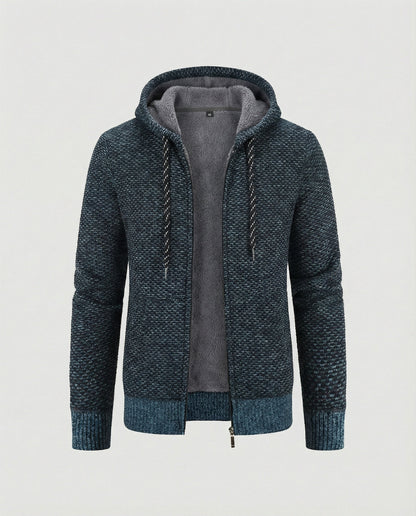 Cardigan Uomo in Maglia con Cappuccio Casual