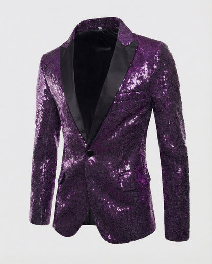 Blazer Uomo Paillettes Elegante Slim Fit