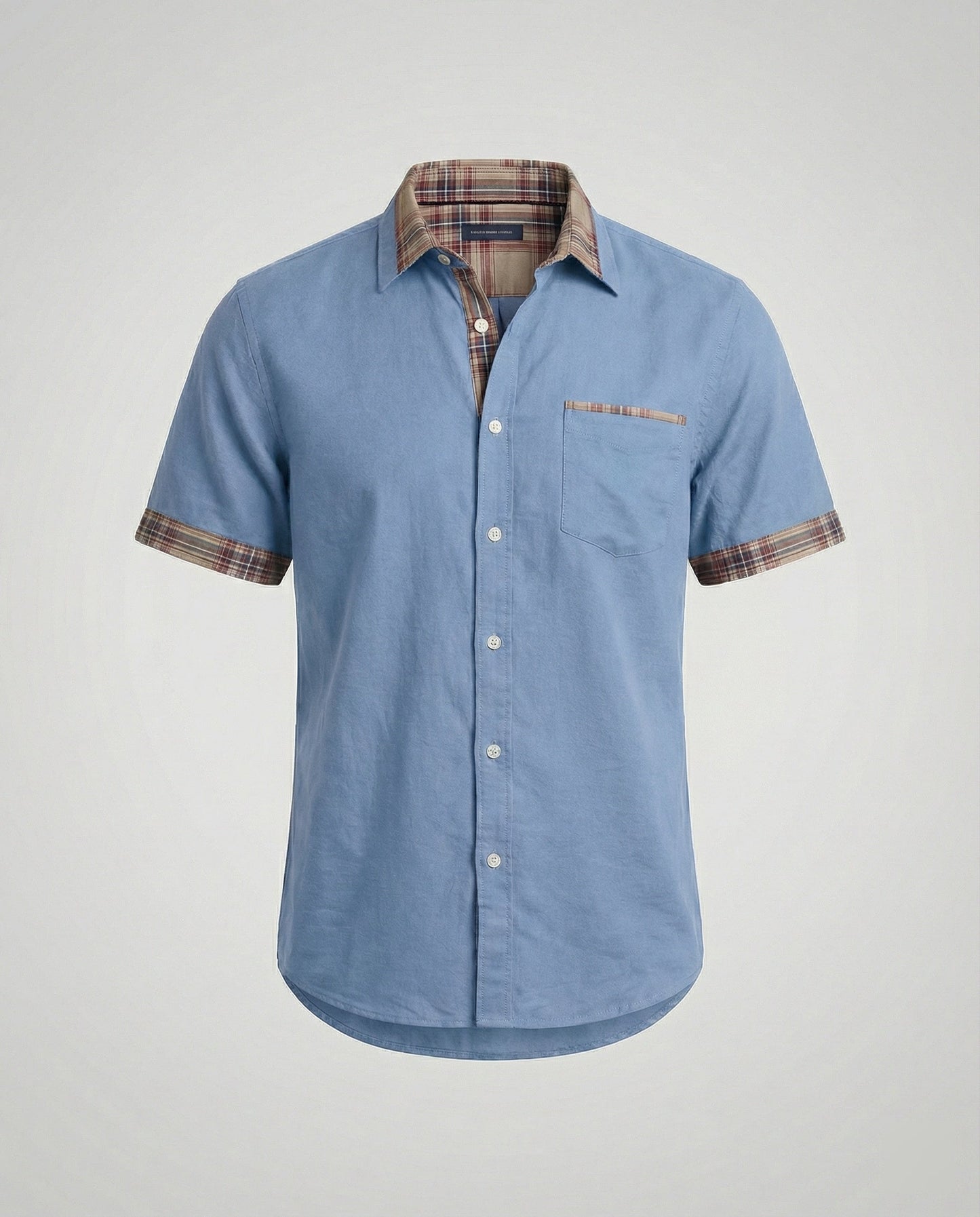 Camicia Uomo Manica Corta Fantasia Quadri Casual