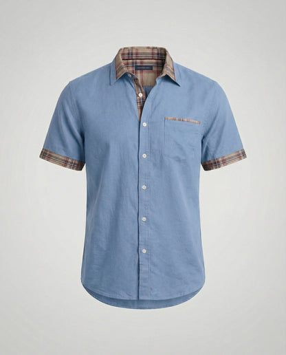 Camicia Uomo Manica Corta Fantasia Quadri Casual