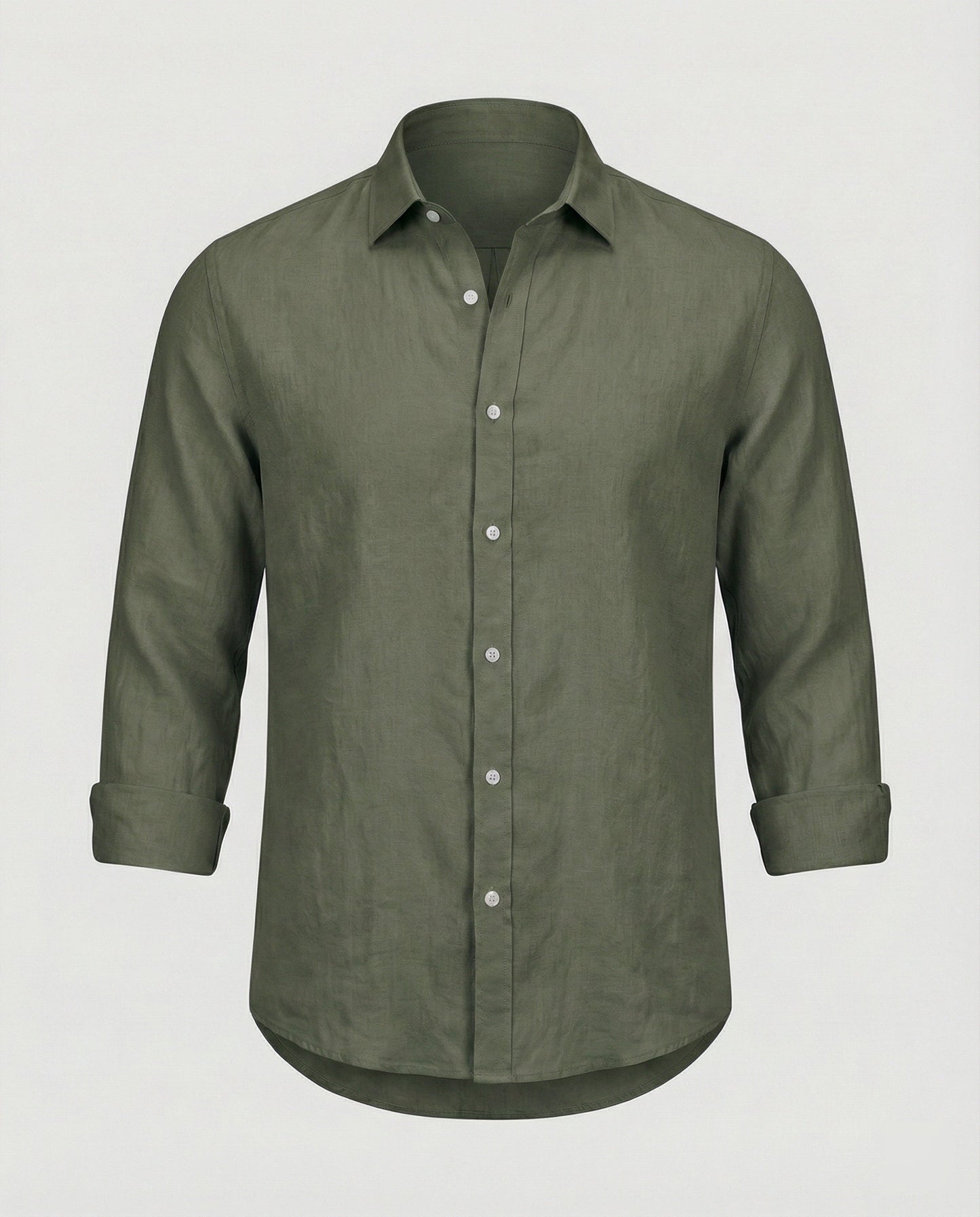 Camicia Uomo Lino Collo Coreano Manica Lunga