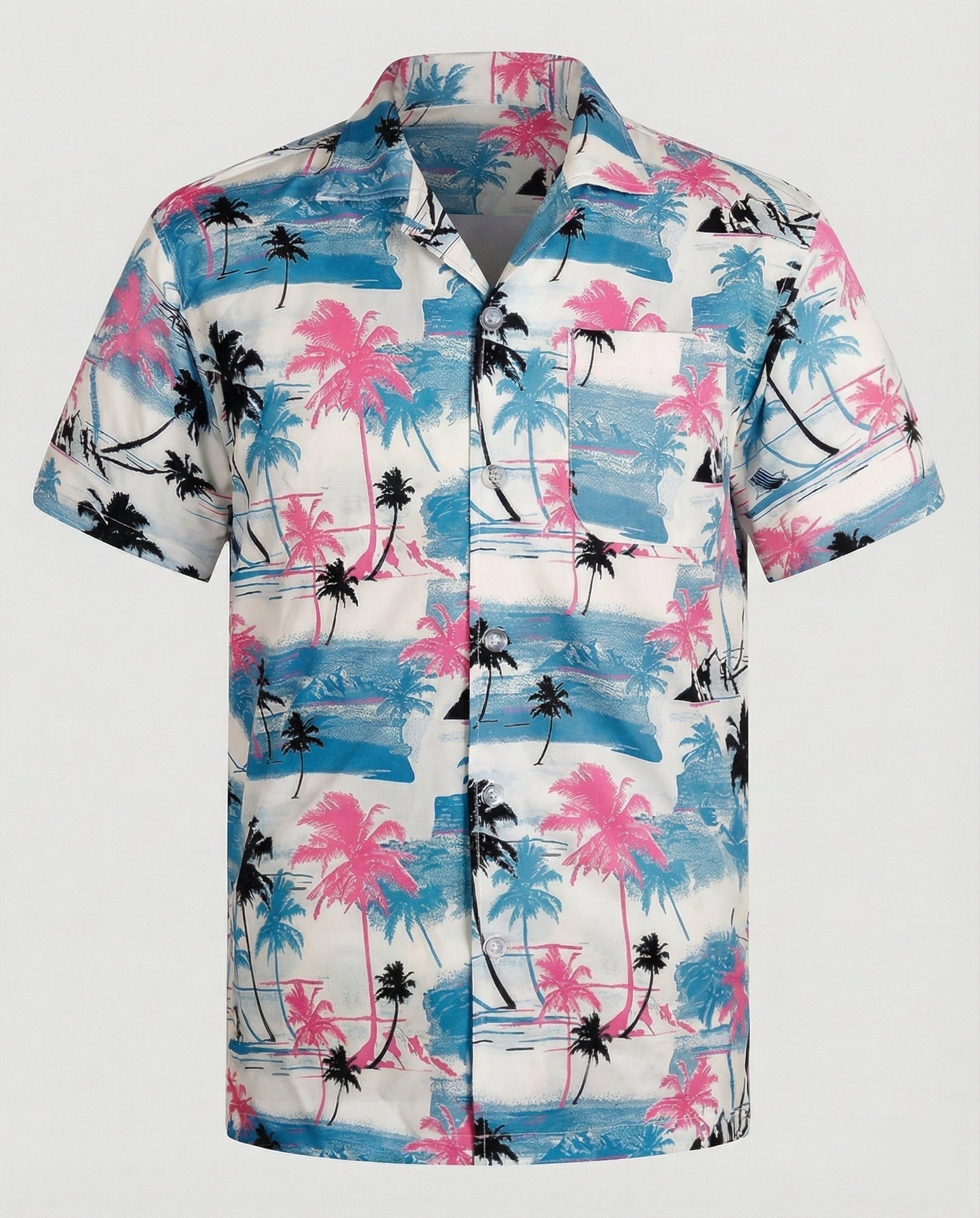Camicia Uomo Manica Corta Cotone Stampa Palme
