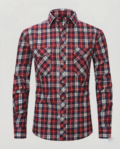Camicia Uomo Manica Lunga Fantasia Quadri Collo Kent
