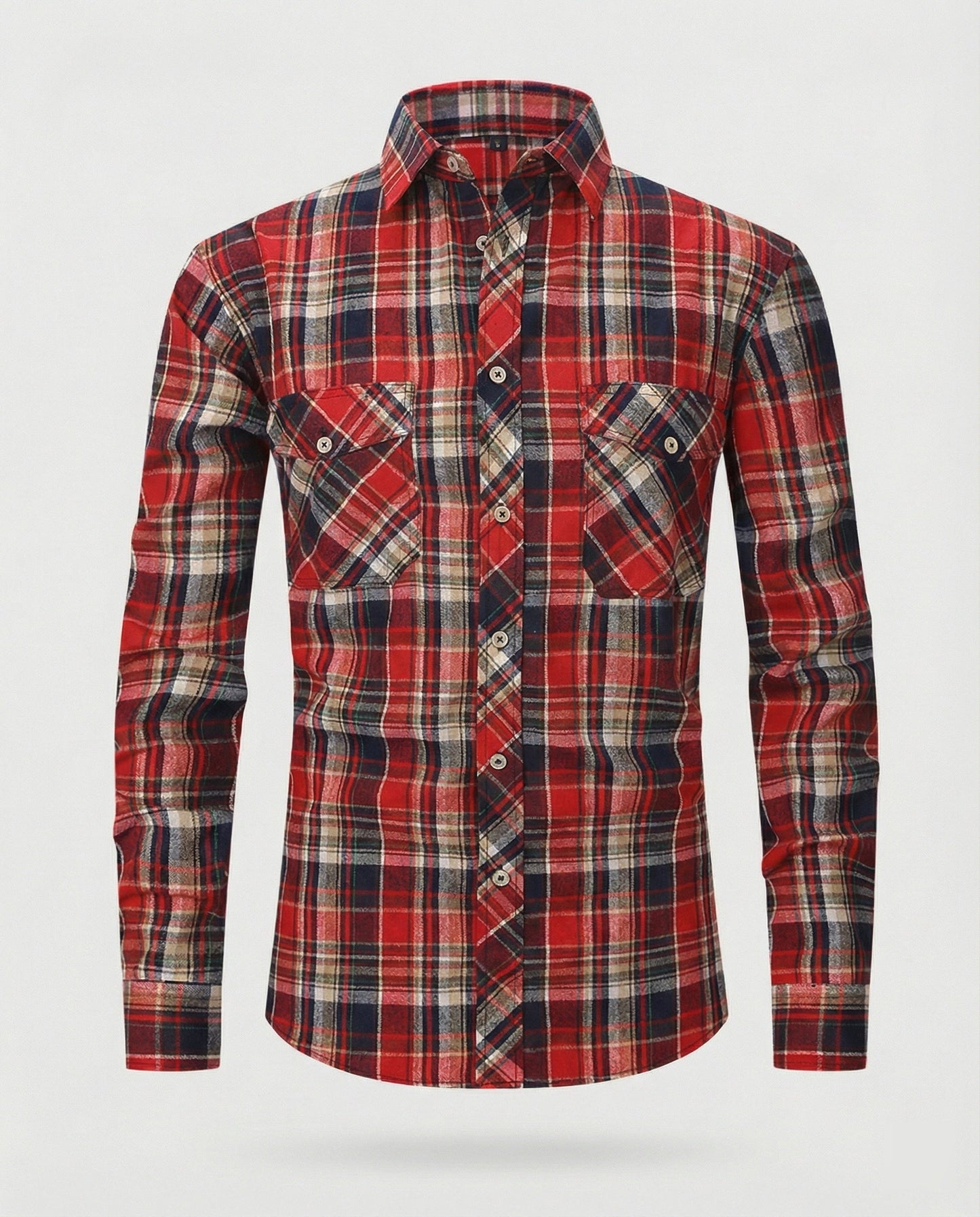 Camicia Uomo Manica Lunga Fantasia Quadri Collo Kent