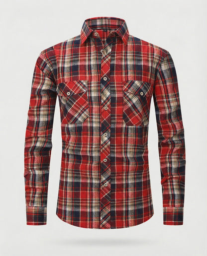 Camicia Uomo Manica Lunga Fantasia Quadri Collo Kent