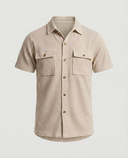 Camicia Uomo Manica Corta in Tessuto a Struttura