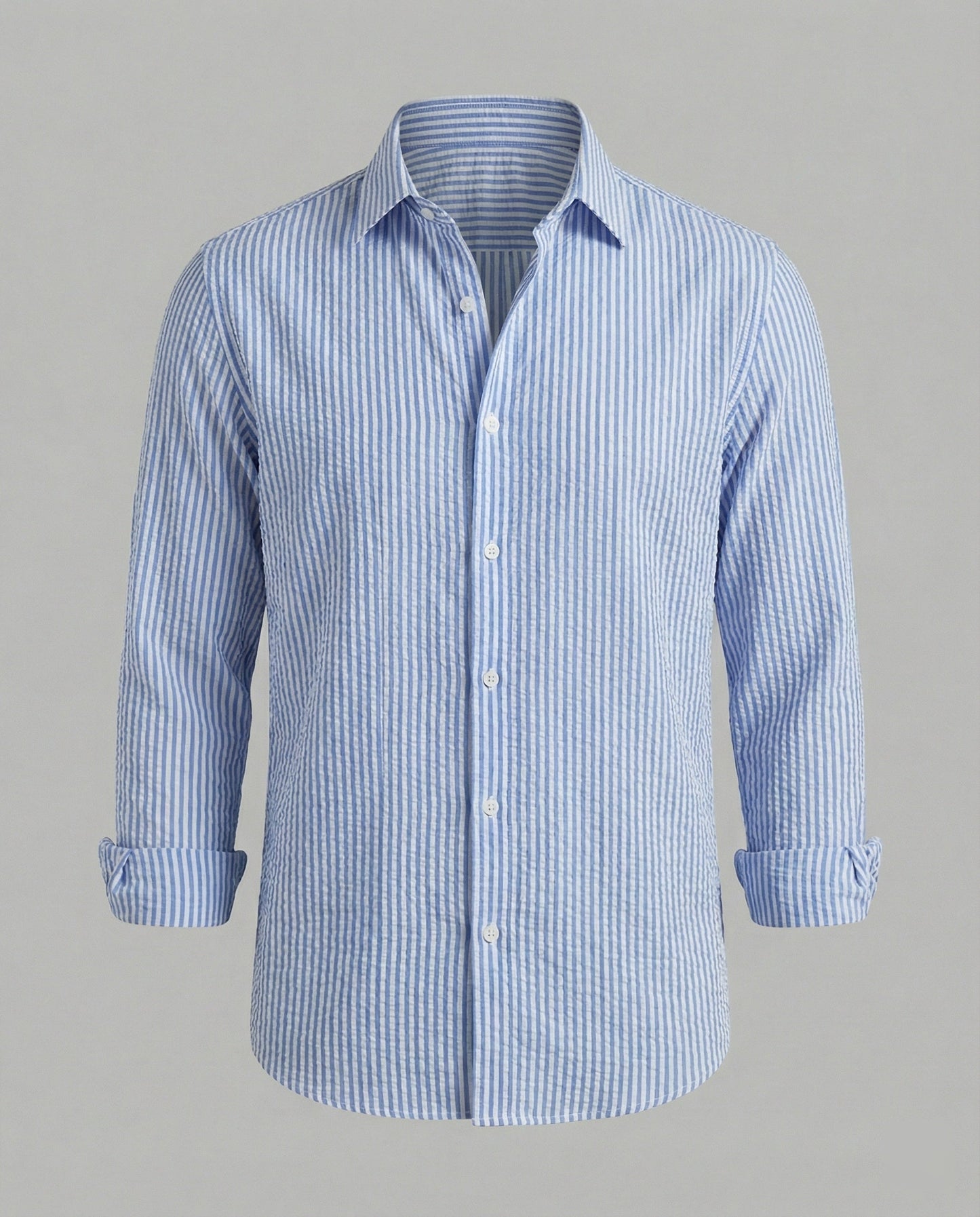 Camicia Uomo Seersucker Manica Lunga Regular Fit
