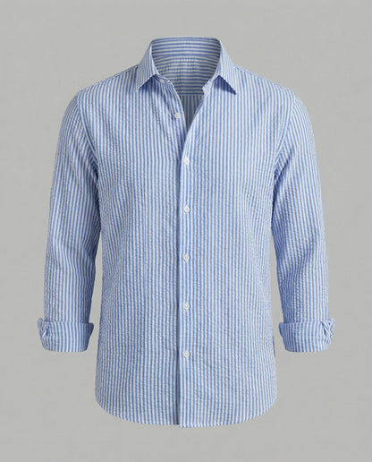 Camicia Uomo Seersucker Manica Lunga Regular Fit