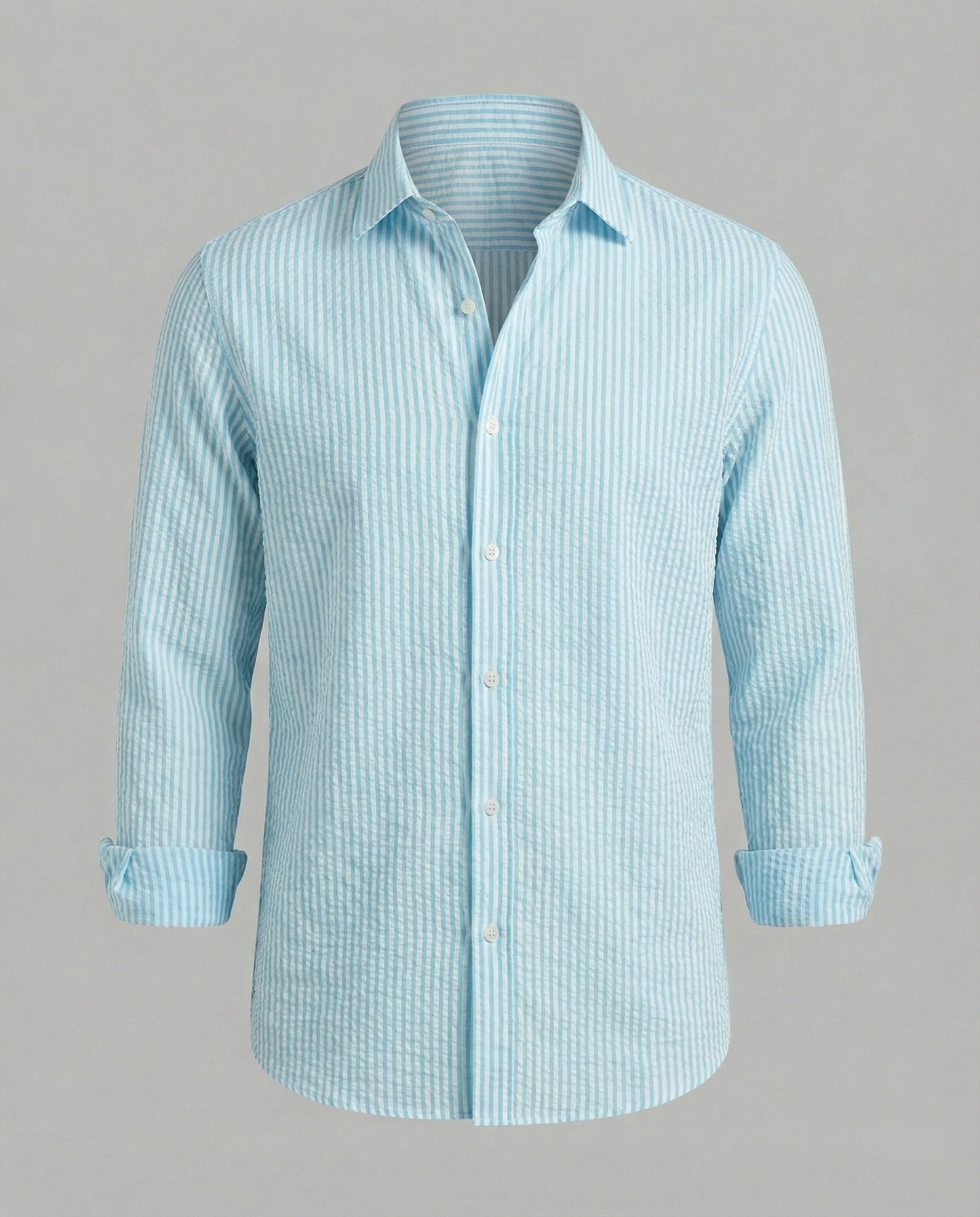 Camicia Uomo Seersucker Manica Lunga Regular Fit
