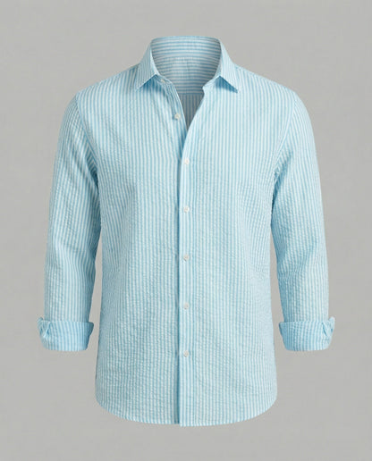 Camicia Uomo Seersucker Manica Lunga Regular Fit