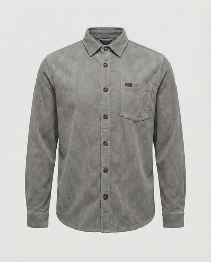 Camicia Uomo in Velluto con Taschino Sul Petto