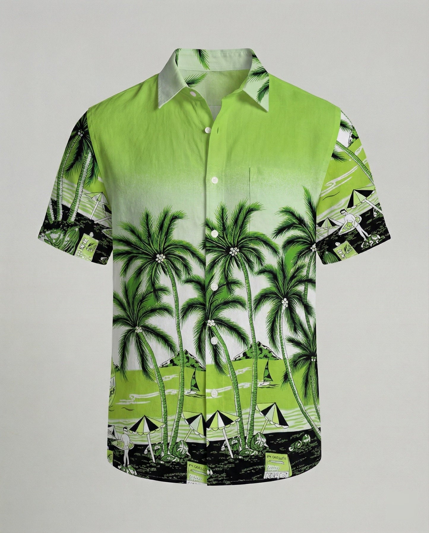 Camicia Uomo Manica Corta Cotone Stampa Palme
