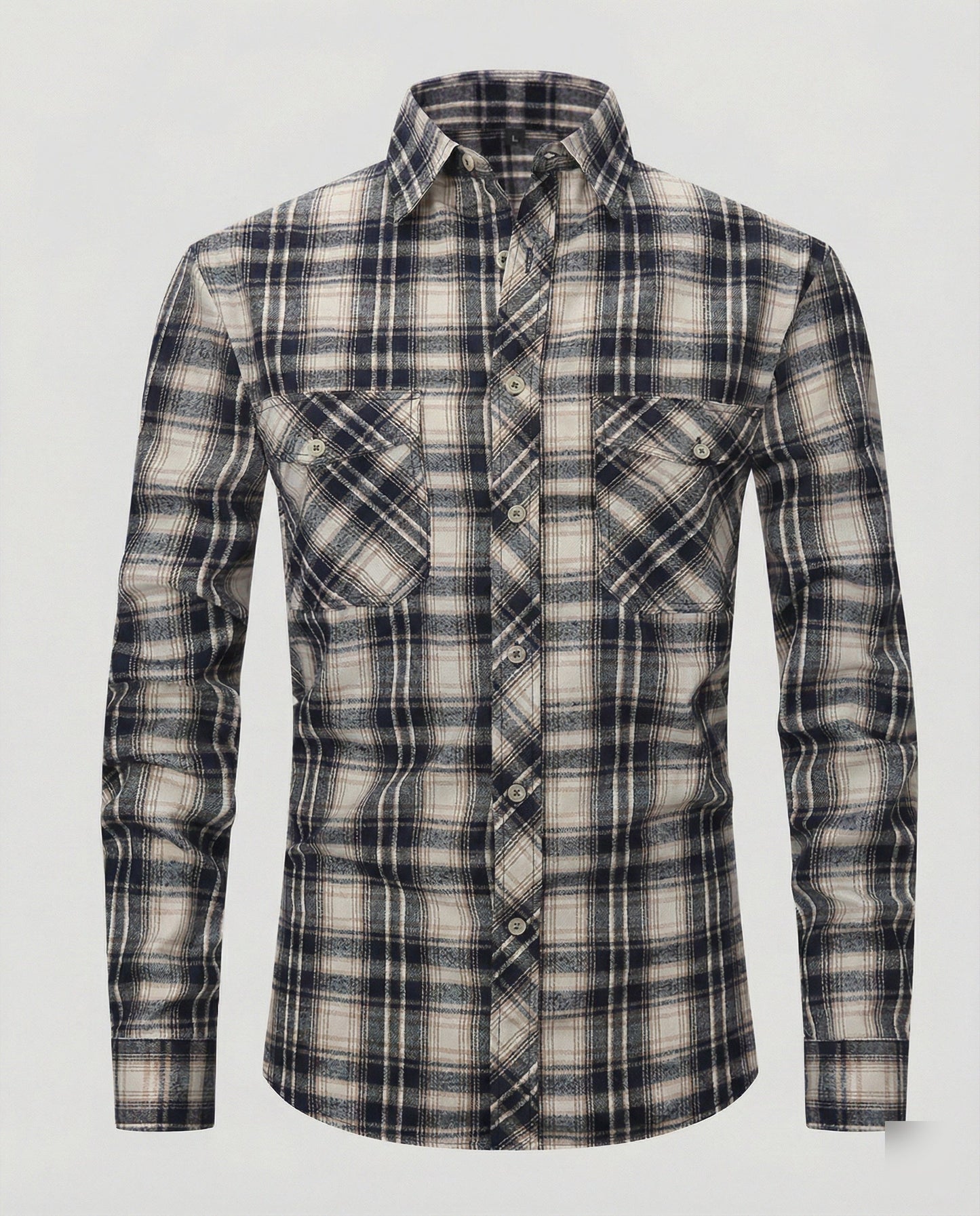 Camicia Uomo Manica Lunga Fantasia Quadri Collo Kent