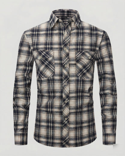Camicia Uomo Manica Lunga Fantasia Quadri Collo Kent