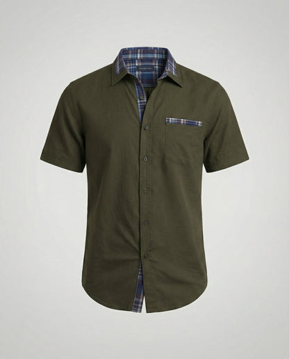 Camicia Uomo Manica Corta Fantasia Quadri Casual